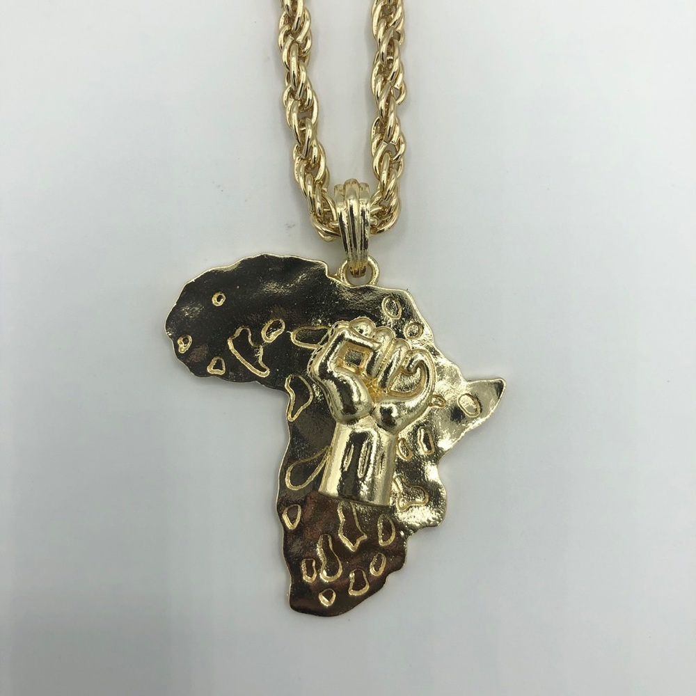 Pan African Gold Africa Map Fist Chain